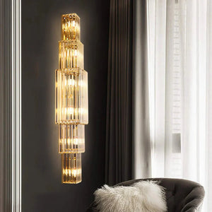 Light Luxury Crystal Layered Wall Lamp - Arialamps