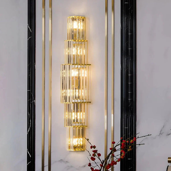Light Luxury Crystal Layered Wall Lamp - Arialamps