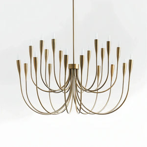 Liona Large Brass Candelabra Chandelier Light-Lacquered Burnished Brass-