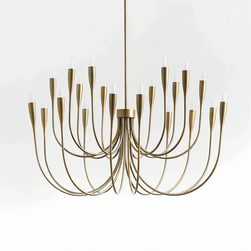 Liona Large Brass Candelabra Chandelier Light-Lacquered Burnished Brass-