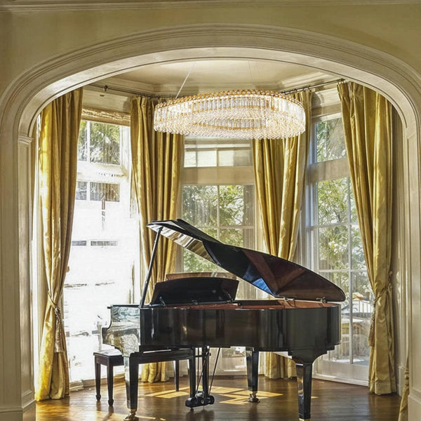 Lohan 31.5" Modern LED Crystal Chandelier for Dining Room, Kitchen Island, Living Room, Bedroom, Foyer-