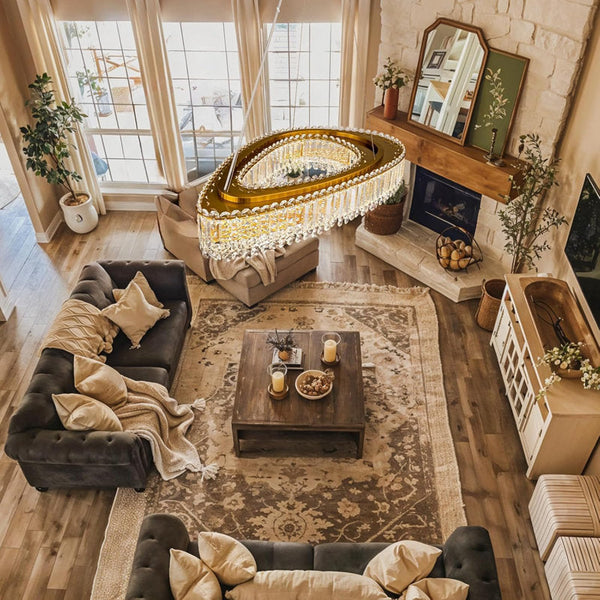 Lohan 31.5" Modern LED Crystal Chandelier for Dining Room, Kitchen Island, Living Room, Bedroom, Foyer-