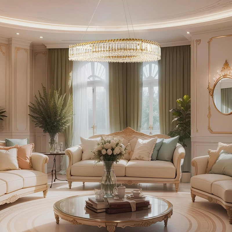 Lohan 31.5" Modern LED Crystal Chandelier for Dining Room, Kitchen Island, Living Room, Bedroom, Foyer-