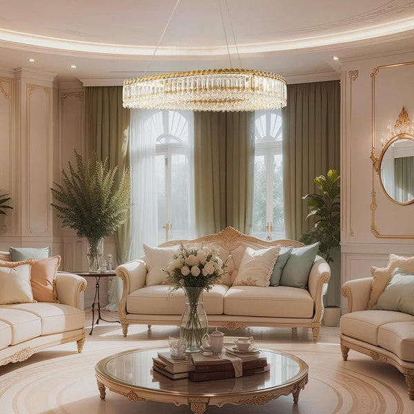 Lohan 31.5" Modern LED Crystal Chandelier for Dining Room, Kitchen Island, Living Room, Bedroom, Foyer-