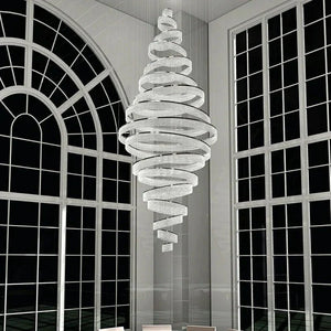 Long Crystal Tassel Rings Chandelier Extra Large Living Room Staircase High Ceiling Lighting Fixture - Arialamps