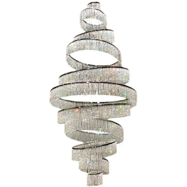 Long Crystal Tassel Rings Chandelier Extra Large Living Room Staircase High Ceiling Lighting Fixture - Arialamps