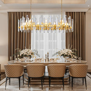 Luxury 54" Gold Crystal Chandelier – 24 Light Rectangular Fixture for Dining & Living Rooms