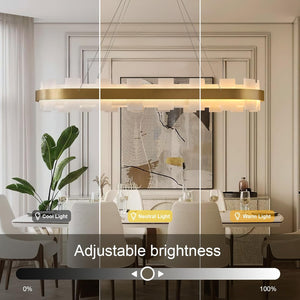 Luxury Adjustable Rectangle Alabaster Chandelier 37.4" Modern Ceiling Light