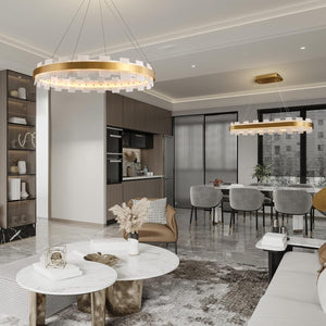 Luxury Adjustable Rectangle Alabaster Chandelier 37.4" Modern Ceiling Light