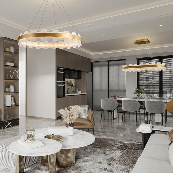 Luxury Adjustable Rectangle Alabaster Chandelier 37.4" Modern Ceiling Light