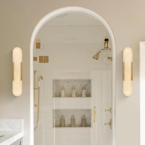 Luxury Alabaster Brass Wall Sconce Set of Two