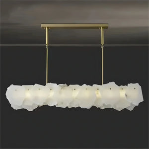 Luxury Alabaster Flakes Linear Chandelier Hanging Rod Light-