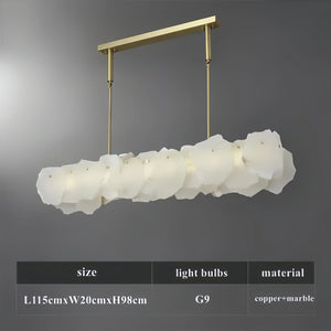 Luxury Alabaster Flakes Linear Chandelier Hanging Rod Light-