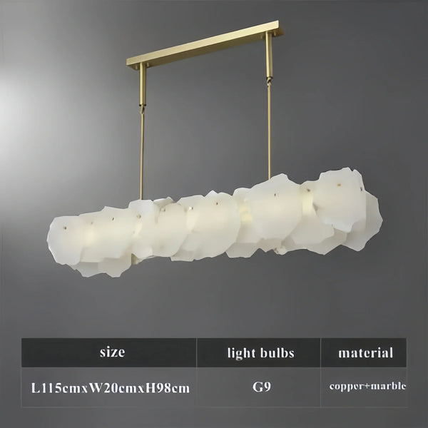 Luxury Alabaster Flakes Linear Chandelier Hanging Rod Light-