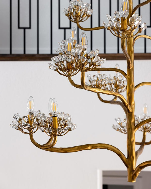 Luxury Branch Flower Chandelier in Gold for Living Room Staircase and Bedroom Lighting-Chandeliers-Arialamps