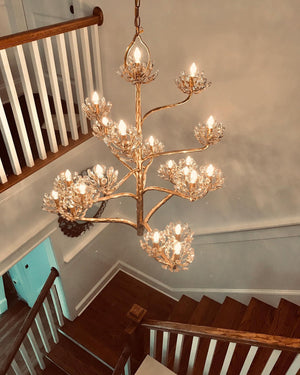Luxury Branch Flower Chandelier in Gold for Living Room Staircase and Bedroom Lighting-Chandeliers-Arialamps