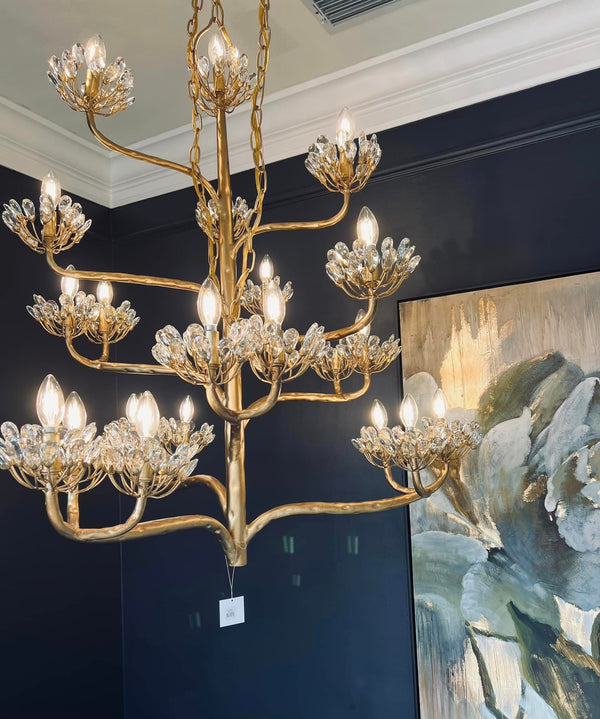 Luxury Branch Flower Chandelier in Gold for Living Room Staircase and Bedroom Lighting-Chandeliers-Arialamps