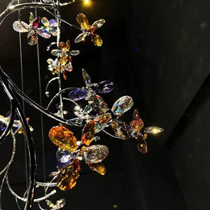 Luxury Branch Flower Crystal Chandelier for High Ceiling Staircase Foyer and Hallway Decor-Chandeliers-Arialamps