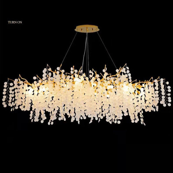 Luxury Branches Crystal Frosted Glass Chandelier Set for Living and Dining Room-Chandeliers-Rectangle: L39.4"*H15.7"-Warm Light-Arialamps