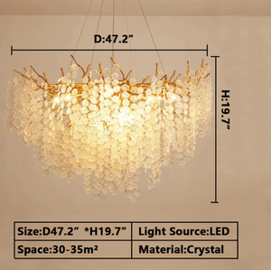 Luxury Branches Crystal Frosted Glass Chandelier Set for Living and Dining Room-Chandeliers-Arialamps