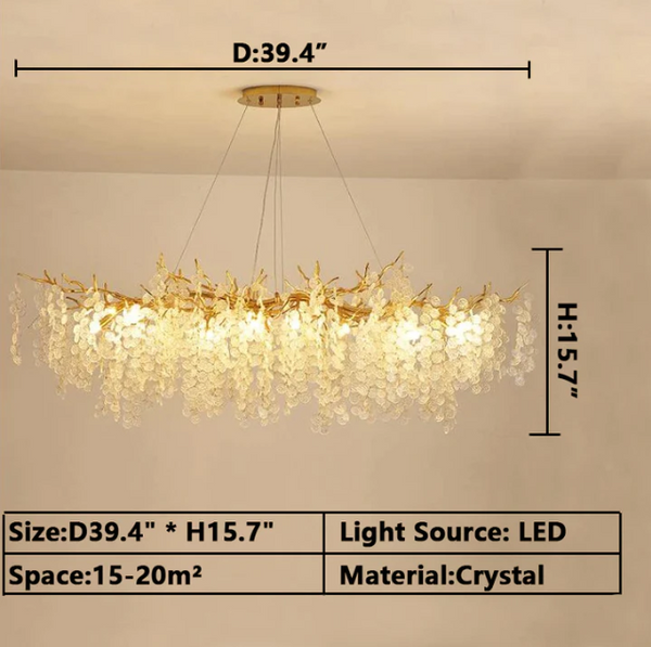 Luxury Branches Crystal Frosted Glass Chandelier Set for Living and Dining Room-Chandeliers-Arialamps