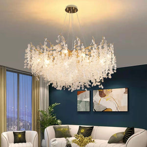 Luxury Branches Crystal Frosted Glass Chandelier Set for Living and Dining Room-Chandeliers-Arialamps