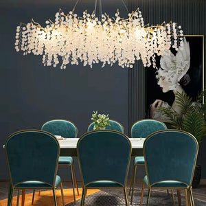Luxury Branches Crystal Frosted Glass Chandelier Set for Living and Dining Room-Chandeliers-Arialamps