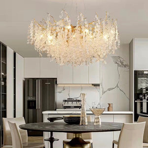 Luxury Branches Crystal Frosted Glass Chandelier Set for Living and Dining Room-Chandeliers-Arialamps