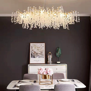 Luxury Branches Crystal Frosted Glass Chandelier Set for Living and Dining Room-Chandeliers-Arialamps