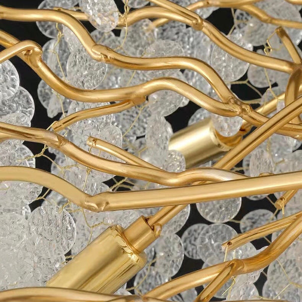 Luxury Branches Crystal Frosted Glass Chandelier Set for Living and Dining Room-Chandeliers-Arialamps