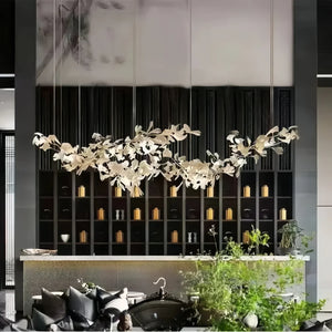 Luxury Ceramic Ginkgo Linear Chandelier-Chandelier-