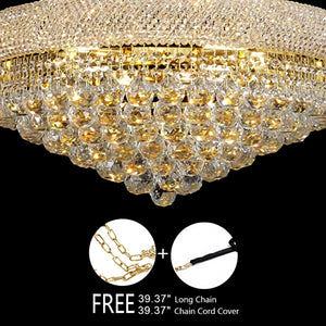 Luxury Empire Foyer K9 Crystal Chandelier Light Fixture In Gold/ Chrome Finish - Arialamps