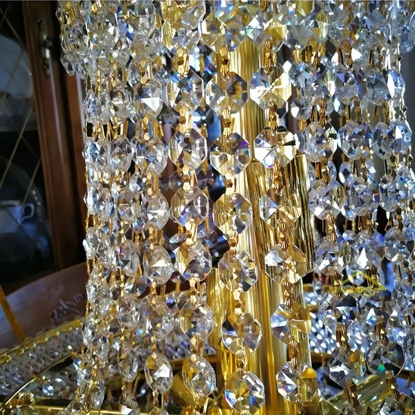 Luxury Empire Foyer K9 Crystal Chandelier Light Fixture In Gold/ Chrome Finish - Arialamps