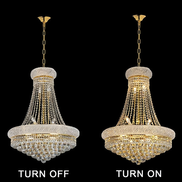 Luxury Empire Foyer K9 Crystal Chandelier Light Fixture In Gold/ Chrome Finish - Arialamps