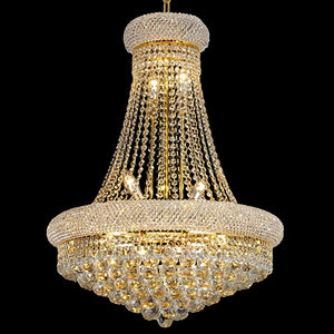 Luxury Empire Foyer K9 Crystal Chandelier Light Fixture In Gold/ Chrome Finish - Arialamps
