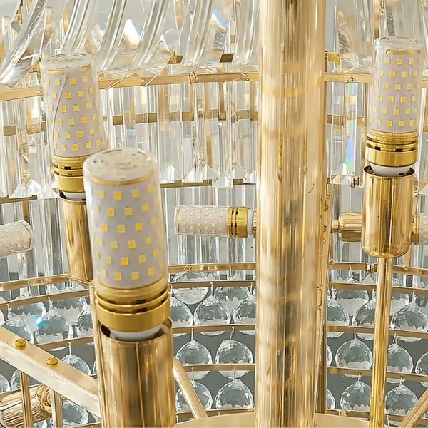 Luxury Extra Large Crystal Chandelier Round Ceiling Light Fixture for Foyer, Entryway & Entrance - Arialamps