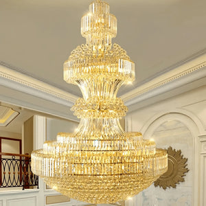 Luxury Extra Large Crystal Chandelier Round Ceiling Light Fixture for Foyer, Entryway & Entrance - Arialamps
