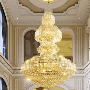 Luxury Extra Large Crystal Chandelier Round Ceiling Light Fixture for Foyer, Entryway & Entrance - Arialamps