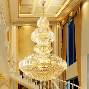 Luxury Extra Large Crystal Chandelier Round Ceiling Light Fixture for Foyer, Entryway & Entrance - Arialamps