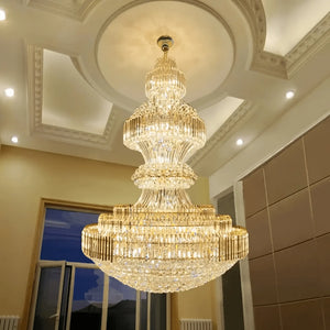 Luxury Extra Large Crystal Chandelier Round Ceiling Light Fixture for Foyer, Entryway & Entrance - Arialamps