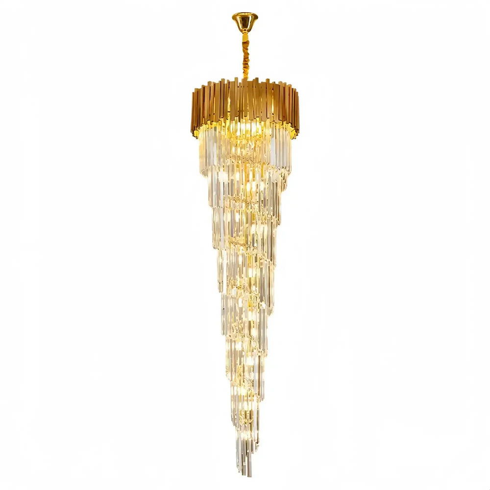 Luxury Gold Spiral Crystal Chandelier for Staircase/Foyer/Entryway - Arialamps