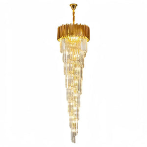 Luxury Gold Spiral Crystal Chandelier for Staircase/Foyer/Entryway - Arialamps
