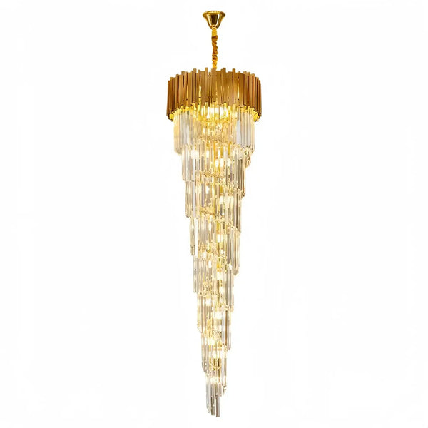 Luxury Gold Spiral Crystal Chandelier for Staircase/Foyer/Entryway - Arialamps