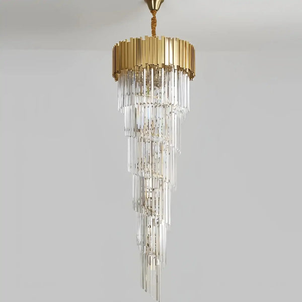 Luxury Gold Spiral Crystal Chandelier for Staircase/Foyer/Entryway - Arialamps
