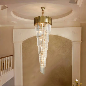 Luxury Gold Spiral Crystal Chandelier for Staircase/Foyer/Entryway - Arialamps