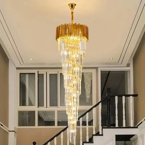 Luxury Gold Spiral Crystal Chandelier for Staircase/Foyer/Entryway - Arialamps