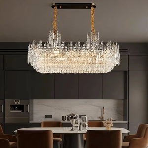 Luxury Hotel Hallway Ceiling Lighting Fixture Large Round Crystal Chandelier - Arialamps