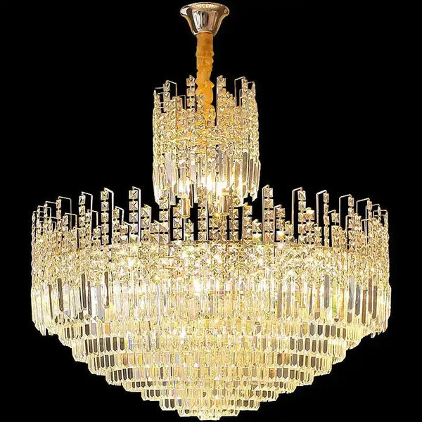 Luxury Hotel Hallway Ceiling Lighting Fixture Large Round Crystal Chandelier - Arialamps
