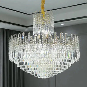 Luxury Hotel Hallway Ceiling Lighting Fixture Large Round Crystal Chandelier - Arialamps