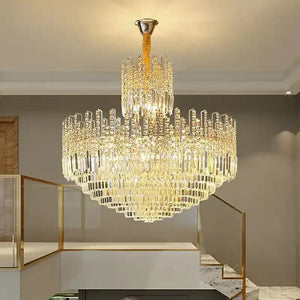 Luxury Hotel Hallway Ceiling Lighting Fixture Large Round Crystal Chandelier - Arialamps
